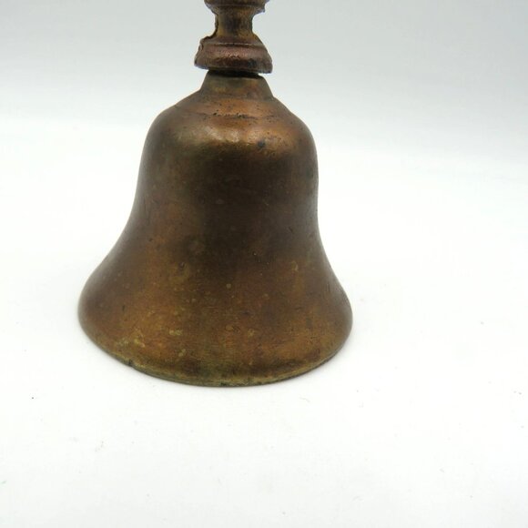 Vintage Indian 7" Cast Metal Brass Temple Bell Braham Bull Finial Ornate Handle - Picture 8 of 10